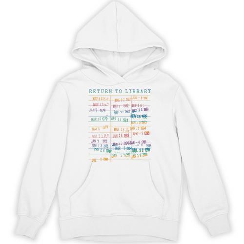 Library Card Vintage Book Due Date Bookish Rainbow Reading Unisex Hoodie - Bookorys