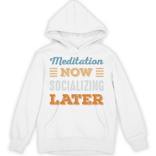 Meditation Now Minimal Socializing Introvert Vintage Unisex Hoodie - Raresse