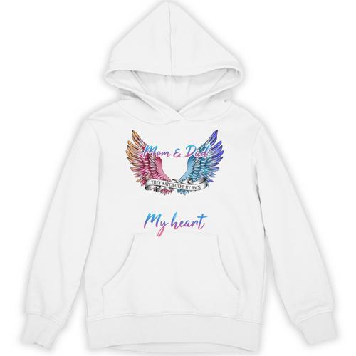 In Memory Of Mom Dad In Heaven Guardian Angel Wings Memorial Unisex Hoodie - Easessy