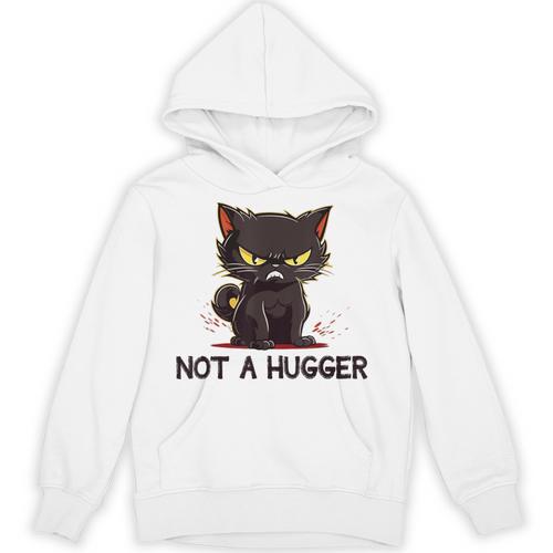 Not A Hugger Tee Angry Cat Sarcastic Cute Introvert Unisex Hoodie - Raresse