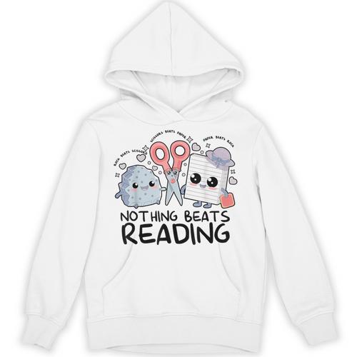 Nothing Beats Reading Rock Paper Scissors Book Lover Teacher Unisex Hoodie - Bookorys