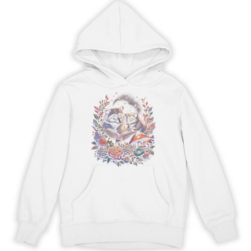 Opossum Racoon Floral Book Lover Cottagecore Fairycore Unisex Hoodie - Bookorys