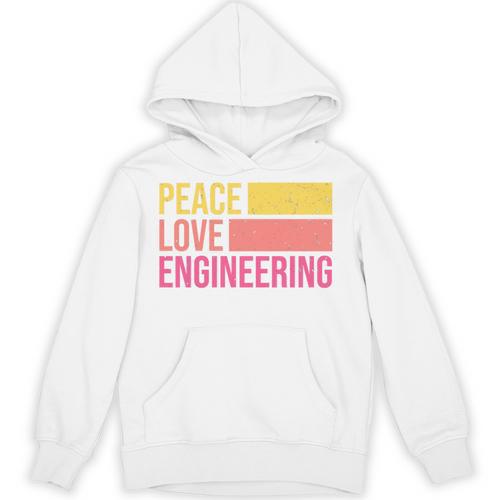 Peace Love Engineering Engineer School Graduation Retro Unisex Hoodie - Best Gift Smart