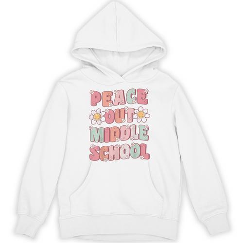 Peace Out Middle School Graduation Groovy Last Day Of School Unisex Hoodie - Best Gift Smart