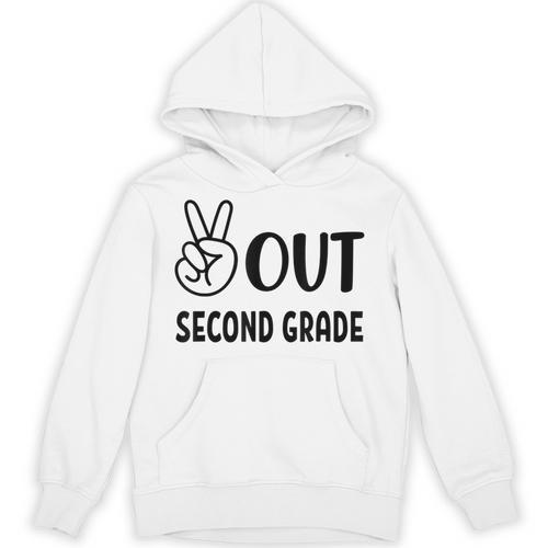 Peace Out Second Grade Last Day Of School Graduation Kids Unisex Hoodie - Best Gift Smart