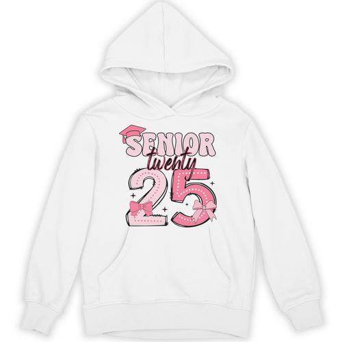 Pink Coquette Bow Senior 2025 Back To School Graduation Girl Unisex Hoodie - Best Gift Smart