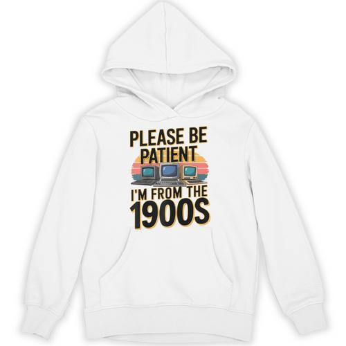 Please Be Patient I'm From The 1900s Retro Computer Raglan Baseball Tee Unisex Hoodie - Figerry