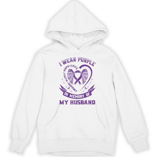 Purple In Memory Of My Husband Pancreatic Cancer Awareness Unisex Hoodie - Easessy