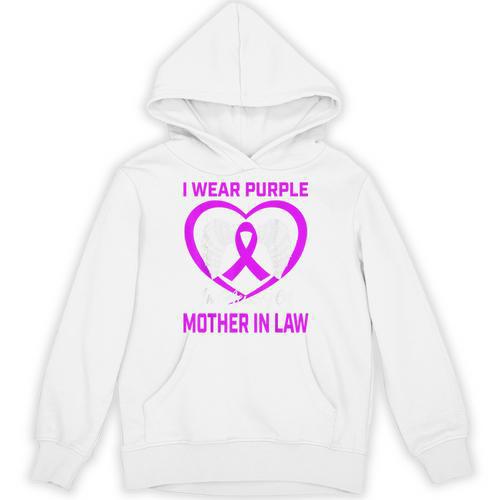 Purple In Memory Of Mother In Law Alzheimers Dementia Heart Unisex Hoodie - Easessy