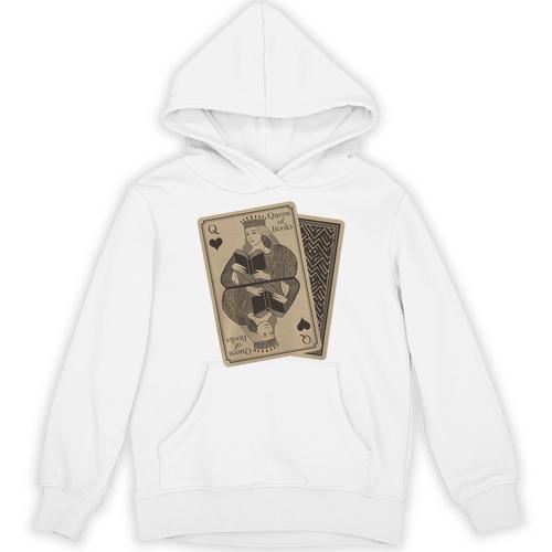 Queen Of Books Playing Card Aesthetic For Book Lovers Premium Tri-Blend Unisex Hoodie - Bookorys UK