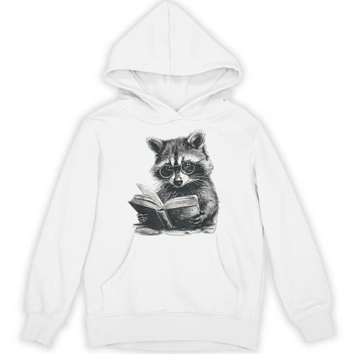Raccoon With Book Cute Raccoons Reading Books Unisex Hoodie - Bookorys DE