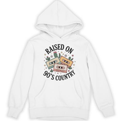 Raised On 90's Country Music Lover Nostalgia Retro Vibe Unisex Hoodie - Figerry