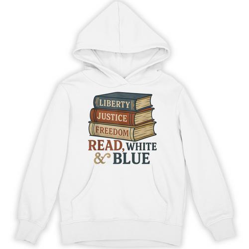 Read Blue Liberty Books July 4th Independence Unisex Hoodie - Bookorys UK