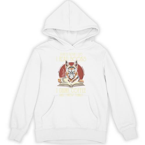 i Read Books And i Know Things German Shepherd Coffee Books Unisex Hoodie - Bookorys