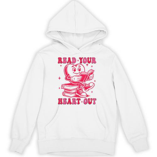 Read Your Heart Out Valentines Day Book Lover Bookish Teach Unisex Hoodie - Bookorys