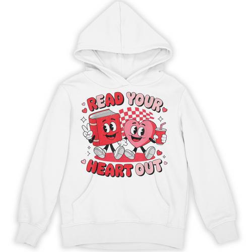 Read Your Heart Out Valentine's Day Retro Teacher Bookish Unisex Hoodie - Bookorys CA