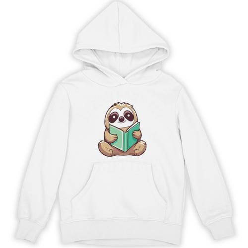 I Read Past My Bedtime Reading Sloth Book Lover Unisex Hoodie - Bookorys AU