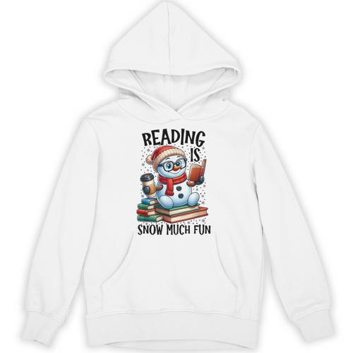 Reading Is Snow Much Fun Christmas Bookworm Snowman Reading Unisex Hoodie - Bookorys