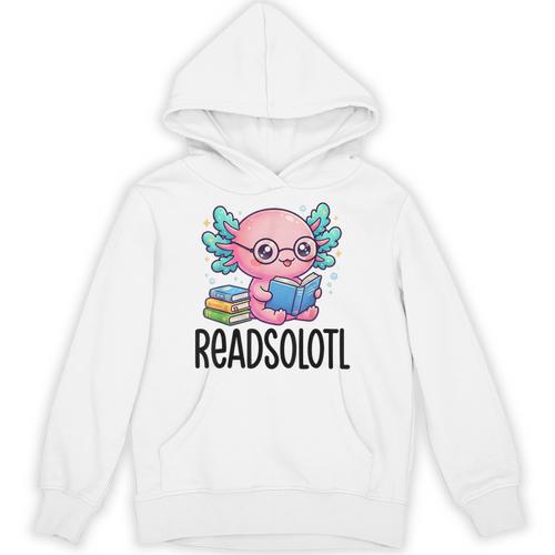 Readsolotl Cute Axolotl Reading Book Kawaii Pink Aesthetic Unisex Hoodie - Bookorys CA