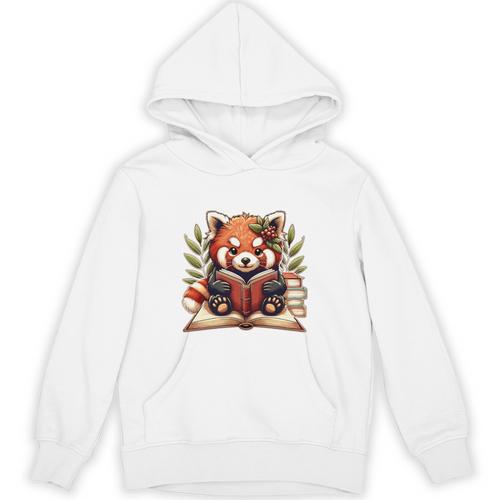 Red Panda Reading Books Pandas Cottagecore Aesthetic Kids Unisex Hoodie - Bookorys