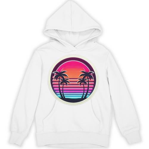 Retro 80s Synthwave Sunset & Palm Trees Retro Nostalgia 80s Unisex Hoodie - Figerry