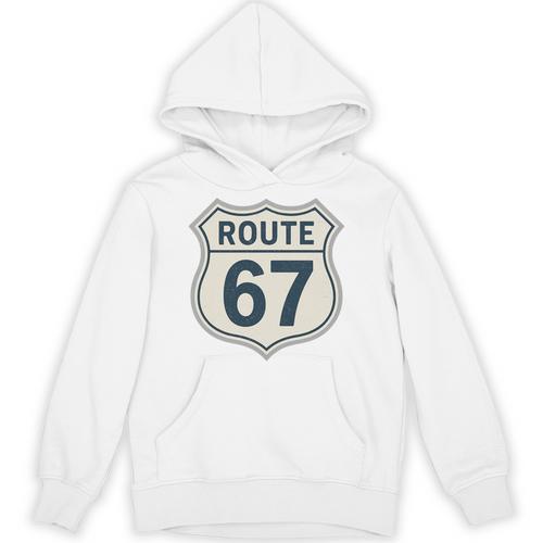 Retro Route 67 Highway Sign Vintage Road Nostalgia Premium Tri-Blend Unisex Hoodie - Figerry
