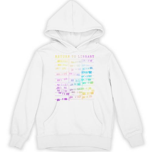 Return To Library Card Book Due Date Bookish Rainbow Reading Unisex Hoodie - Bookorys