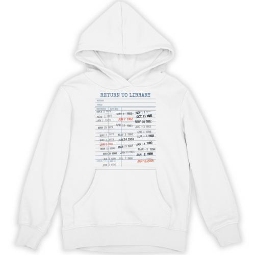 Return To Library Vintage Library Card Book Due Date Bookish Unisex Hoodie - Bookorys