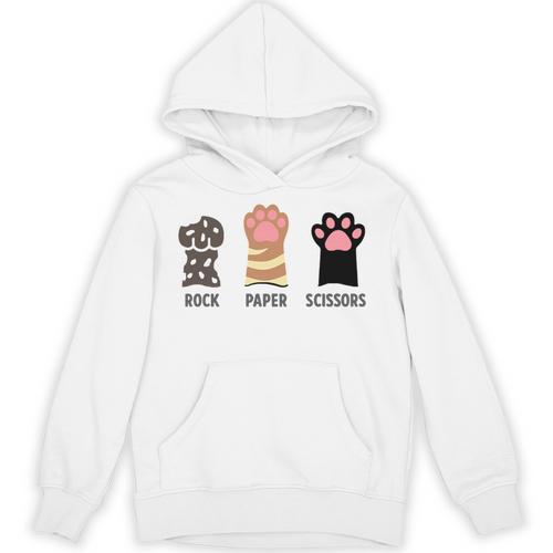 Rock Paper Scissors Hand Game Cute Paw Cat Introvert Unisex Hoodie - Raresse