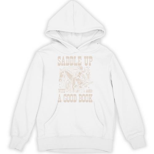 Saddle Up With a Good Book Cowgirl Western Women Vintage Unisex Hoodie - Bookorys AU