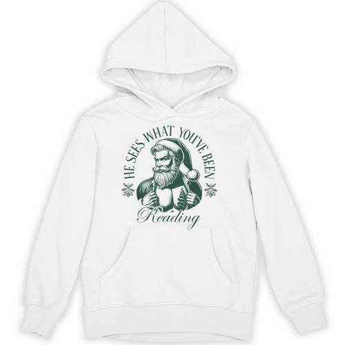 He Sees What You'Ve Been Reading Bookish Christmas Unisex Hoodie - Bookorys