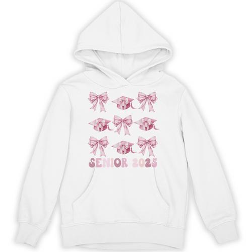 Senior 2025 Coquette Pink Bow Class Of 2025 Graduation Girls Unisex Hoodie - Best Gift Smart