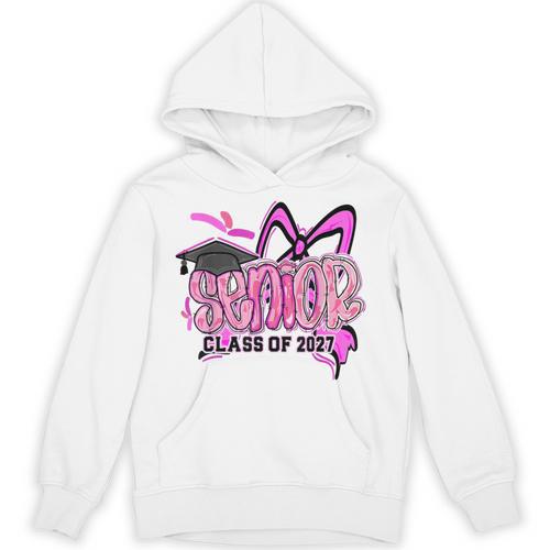 Senior 2027 Class Of 2027 Coquette Girl Pink Graduation 2027 Unisex Hoodie - Best Gift Smart
