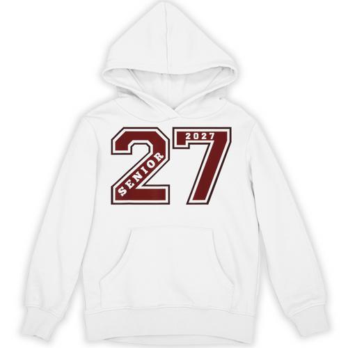 Senior 2027 Maroon Senior Class Of 27 Jersey Graduation Unisex Hoodie - Best Gift Smart