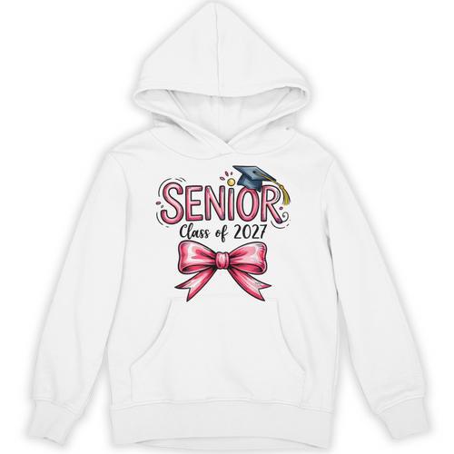 Senior Class Of 2027 Coquette Pink Bow Graduation 2027 Girls Unisex Hoodie - Best Gift Smart