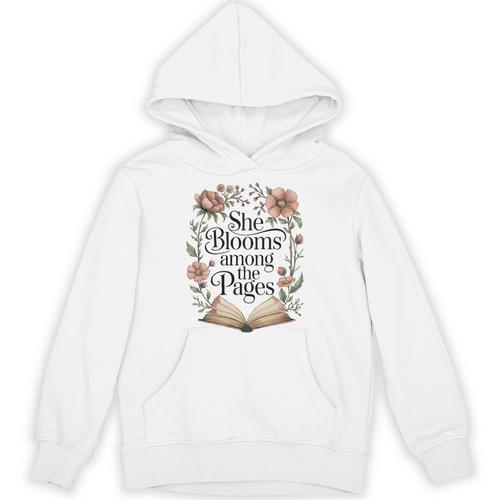 She Blooms Among The Pages Women Mom Wife Floral Book Lover Premium Tri-Blend Unisex Hoodie - Bookorys