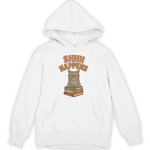 SHHH Happens Librarian Cat Books Library Unisex Hoodie - Bookorys