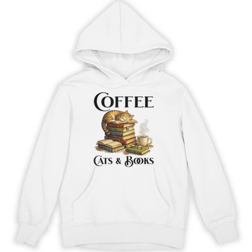 Sleeping Cat And Books With Coffee Lover Unisex Hoodie - Bookorys AU