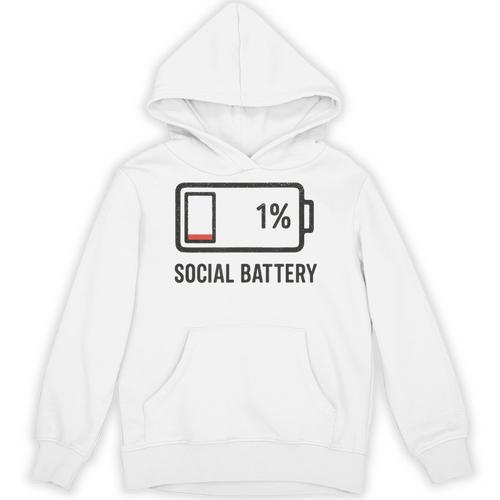 Social Battery 1 Shirt Introvert Anti Social Tee Gif Unisex Hoodie - Raresse