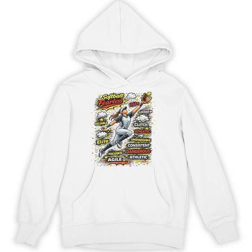 Softball Outfielder Best Traits Brave Retro Comic Book Art Premium Tri-Blend Unisex Hoodie - Bookorys CA