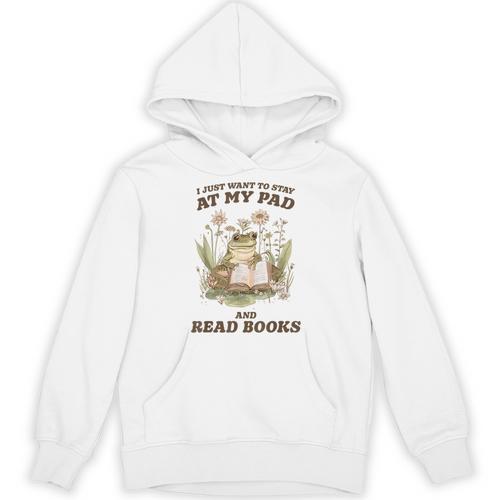 Stay At My Pad And Read Books Frog Introvert Reading Unisex Hoodie - Bookorys