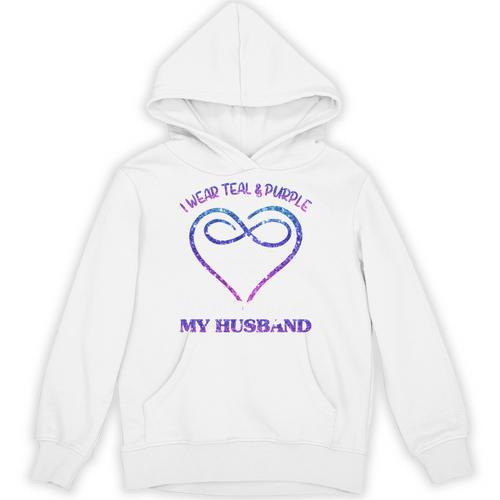 Suicide Prevention Shirt Teal & Purple In Memory Of Husband Unisex Hoodie - Easessy