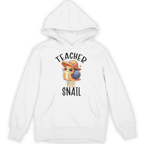 Teacher Snail With Glasses On Books Cute Pre-K Kindergarten Unisex Hoodie - Bookorys