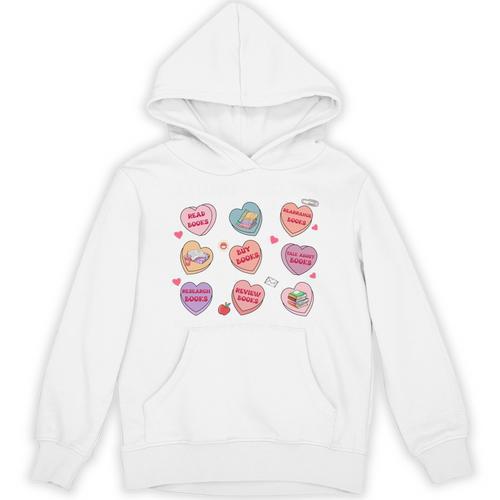 Things I Do On Valentines's Day Book Lover Candy Heart Unisex Hoodie - Bookorys