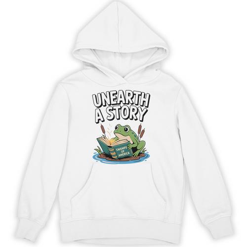 Unearth a Story Frog Reading a Book Summer 2026 Premium Tri-Blend Unisex Hoodie - Bookorys