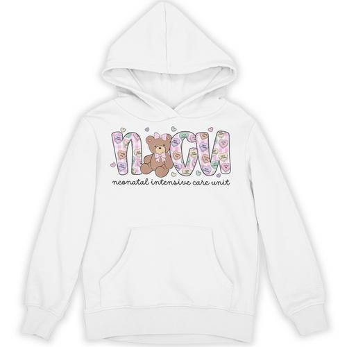 Valentines Day NICU Nurse Cute Bear Neonatal ICU Graduation Unisex Hoodie - Best Gift Smart