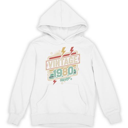 Vintage 1980 Retro Badge Decade Nostalgia Graphic Emblem Premium Tri-Blend Unisex Hoodie - Figerry