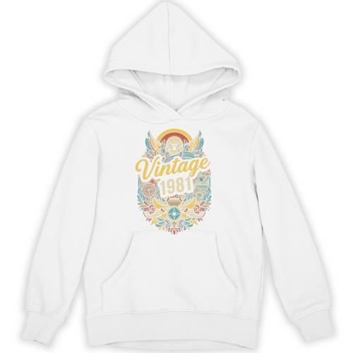 Vintage 1981 Retro Badge Nostalgia Eighties Compass Skull Premium Tri-Blend Unisex Hoodie - Figerry