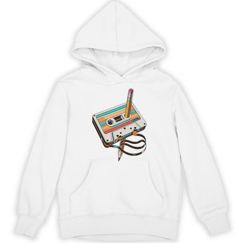 Vintage Cassette Tape And Pencil Nostalgia Party 70s 80s 90s Premium Unisex Hoodie - Figerry