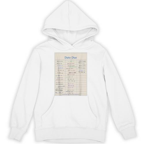 Vintage Library Due Date Card For Book Lovers Librarians Unisex Hoodie - Bookorys